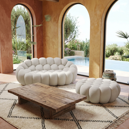 Solenza Bubble | 2-Seat Modular Loveseat + Ottoman | 3D-Knitted Fabric