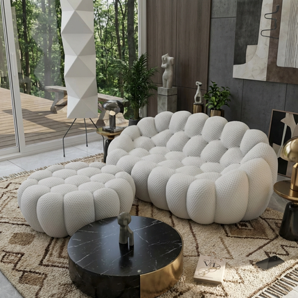 Solenza Bubble | 2-Seat Modular Loveseat + Ottoman | 3D-Knitted Fabric