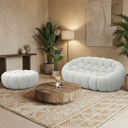 Solenza Bubble | 2-Seat Modular Loveseat + Ottoman | 3D-Knitted Fabric