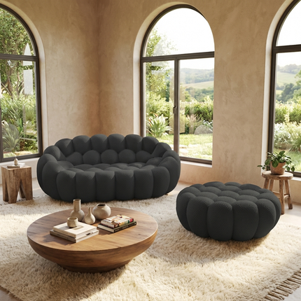 Solenza Bubble | 2-Seat Modular Loveseat + Ottoman | 3D-Knitted Fabric