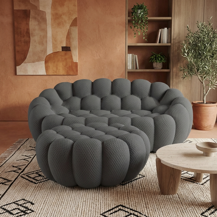 Solenza Bubble | 2-Seat Modular Loveseat + Ottoman | 3D-Knitted Fabric