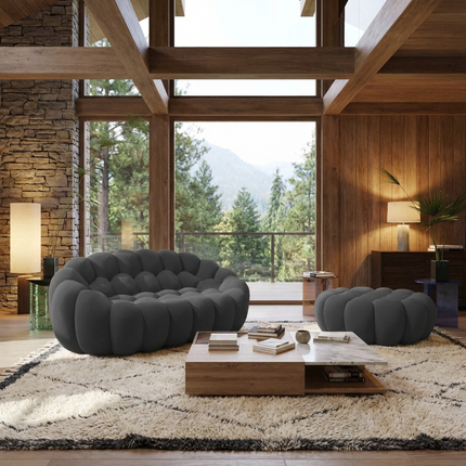Solenza Bubble | 2-Seat Modular Loveseat + Ottoman | 3D-Knitted Fabric