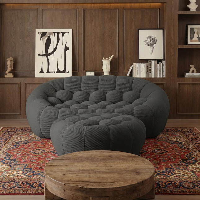 Solenza Bubble | 2-Seat Modular Loveseat + Ottoman | 3D-Knitted Fabric