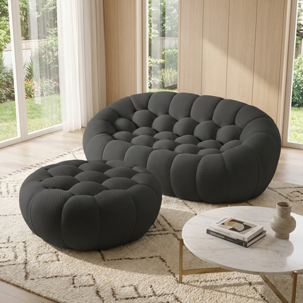Solenza Bubble | 2-Seat Modular Loveseat + Ottoman | 3D-Knitted Fabric