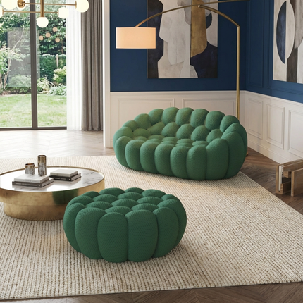 Solenza Bubble | 2-Seat Modular Loveseat + Ottoman | 3D-Knitted Fabric