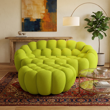 Solenza Bubble | 2-Seat Modular Loveseat + Ottoman | 3D-Knitted Fabric