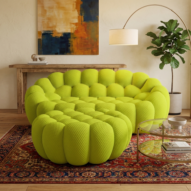 Solenza Bubble | 2-Seat Modular Loveseat + Ottoman | 3D-Knitted Fabric
