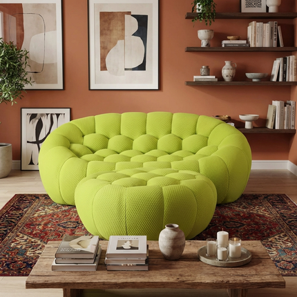 Solenza Bubble | 2-Seat Modular Loveseat + Ottoman | 3D-Knitted Fabric