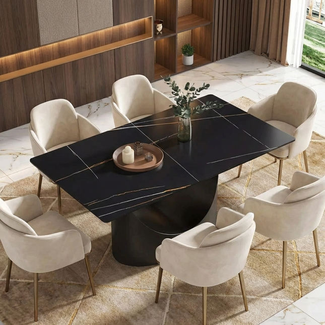 Eclipse Modern 63" Black Dining Table – Rectangular with Matte-Black Base, Seats 4–6 People