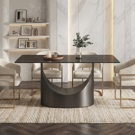 Eclipse Modern 63" Black Dining Table – Rectangular with Matte-Black Base, Seats 4–6 People