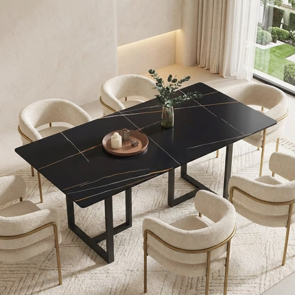 Linea Modern 70" Black Dining Table – Rectangular with Onyx-Black Base, Seats 6 People