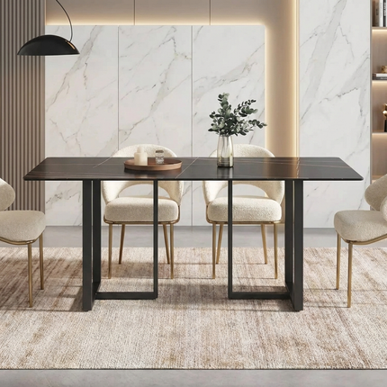 Linea Modern 70" Black Dining Table – Rectangular with Onyx-Black Base, Seats 6 People