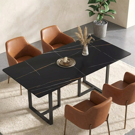 Linea Modern 70" Black Dining Table – Rectangular with Onyx-Black Base, Seats 6 People