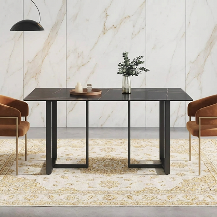 Linea Elegant Dining Tables | 63" Rectangular Black with Onyx Black Base
