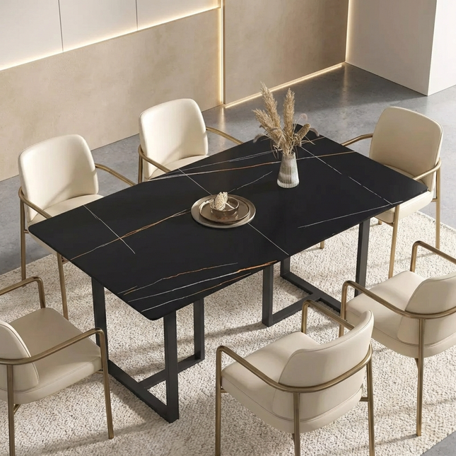 Linea Elegant Dining Tables | 63" Rectangular Black with Onyx Black Base
