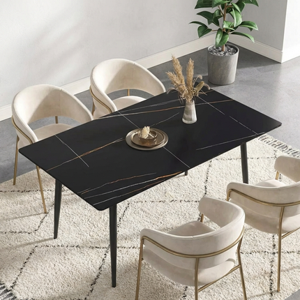 Axis Elegant Dining Tables | 63" Rectangular Black with Ink Black Base