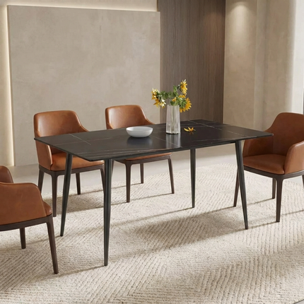 Axis Elegant Dining Tables | 63" Rectangular Black with Ink Black Base