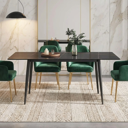 Axis Elegant Dining Tables | 70" Rectangular Black with Ink Black Base for 6