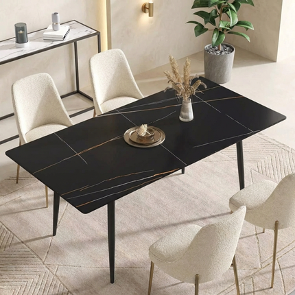 Axis Elegant Dining Tables | 70" Rectangular Black with Ink Black Base for 6