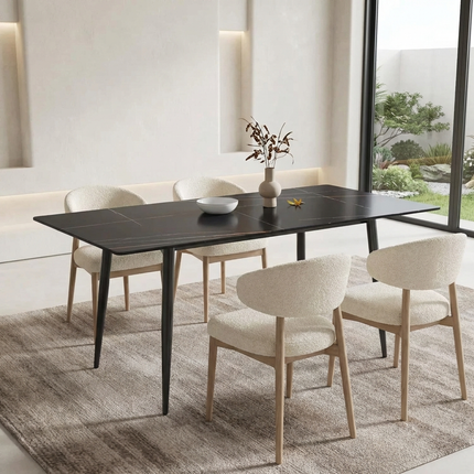 Axis Elegant Dining Tables | 70" Rectangular Black with Ink Black Base for 6