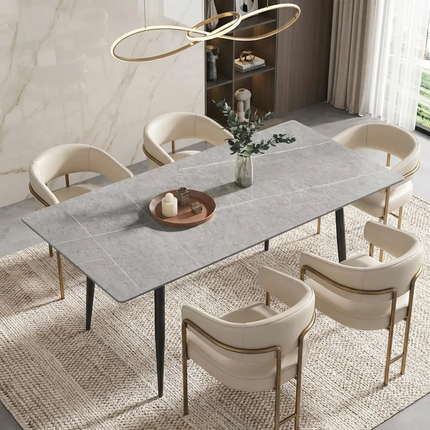 Axis Elegant Dining Tables | 70" Rectangular Gray with Ink Black Base for 6