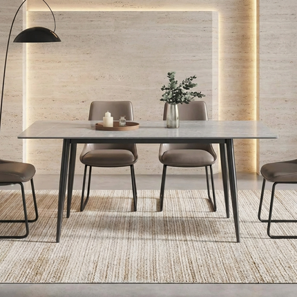 Axis Elegant Dining Tables | 70" Rectangular Gray with Ink Black Base for 6