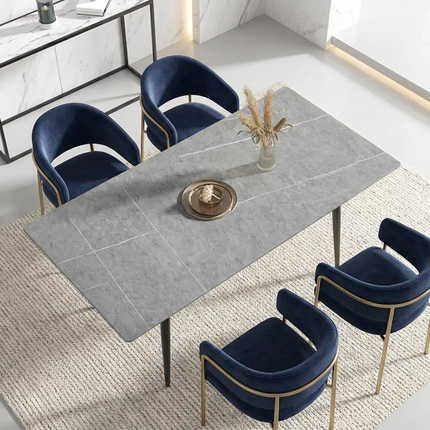 Axis Elegant Dining Tables | 70" Rectangular Gray with Ink Black Base for 6