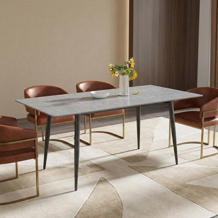 Axis Elegant Dining Tables | 70" Rectangular Gray with Ink Black Base for 6