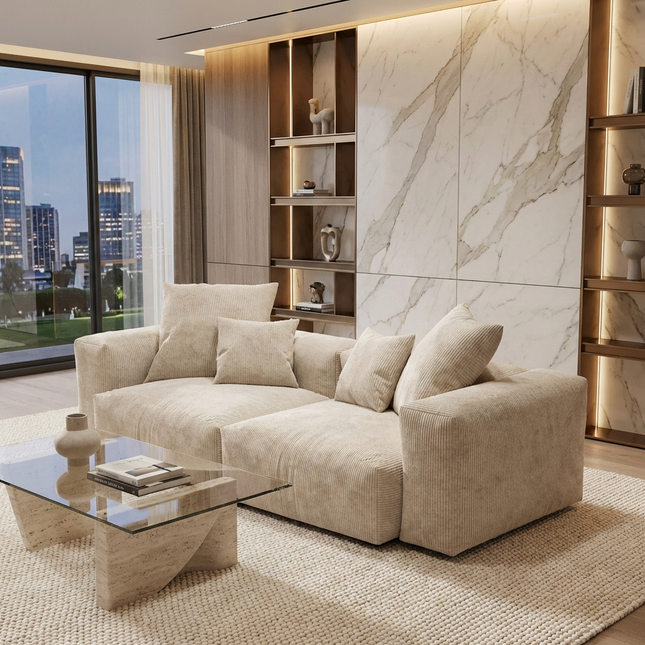 Solenza Haven | 102" Modular Corduroy 2-Seater Loveseat | Washable & Pet-Friendly