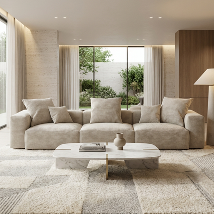 Solenza Haven | 142" Oversized Modular Corduroy 3-Seater Sofa | Washable & Pet-Friendly