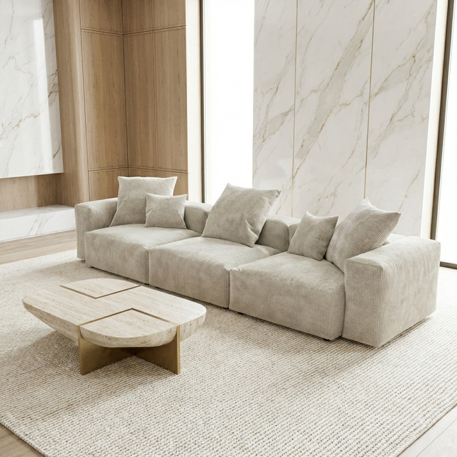 Solenza Haven | 142" Oversized Modular Corduroy 3-Seater Sofa | Washable & Pet-Friendly