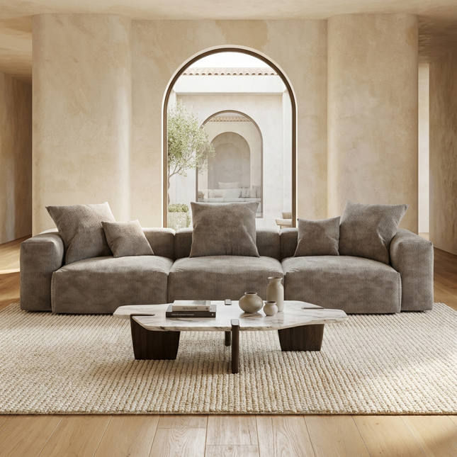 Solenza Haven | 142" Oversized Modular Corduroy 3-Seater Sofa | Washable & Pet-Friendly
