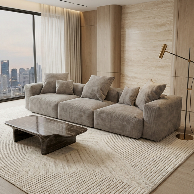 Solenza Haven | 142" Oversized Modular Corduroy 3-Seater Sofa | Washable & Pet-Friendly