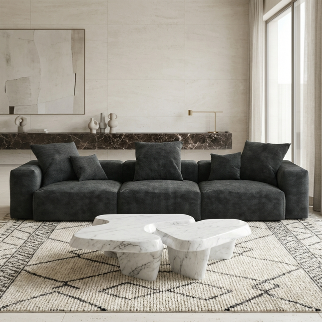Solenza Haven | 142" Oversized Modular Corduroy 3-Seater Sofa | Washable & Pet-Friendly