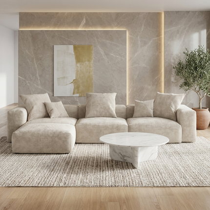Solenza Haven | 142" Modular Corduroy L-Shaped Sectional + Ottoman | Washable & Pet-Friendly