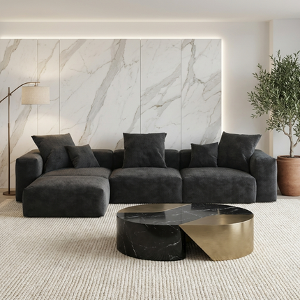 Solenza Haven | 142" Modular Corduroy L-Shaped Sectional + Ottoman | Washable & Pet-Friendly