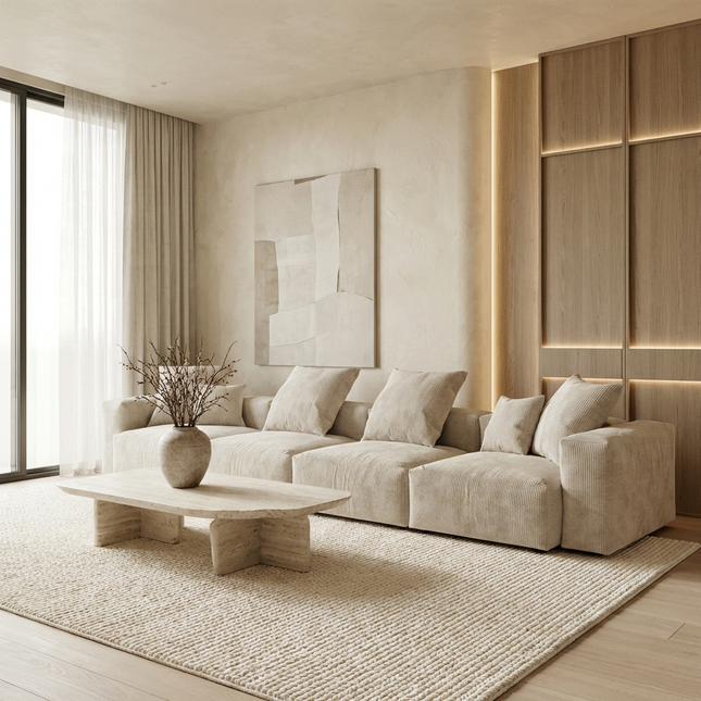 Solenza Haven | 181" XL Modular Corduroy 4-Seater Sofa | Washable & Pet-Friendly