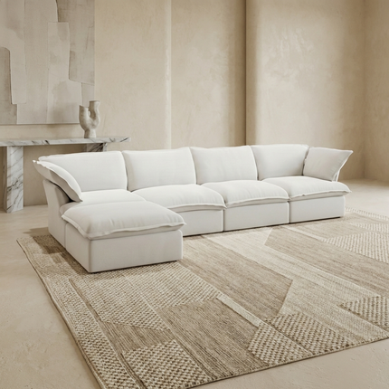 Solenza Lounge | 162" Cloud Modular L-Shape + Ottoman | Washable Sofa