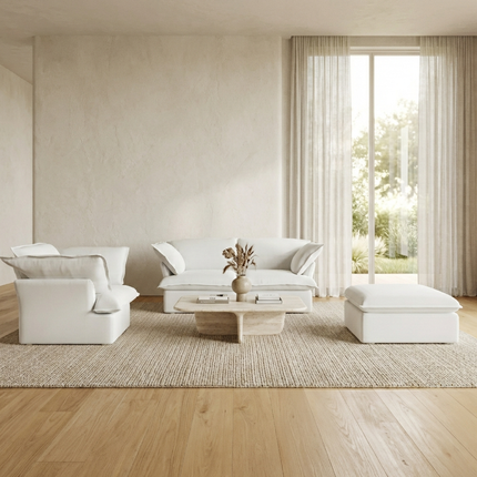 Solenza Lounge | 120" Cloud Modular 3-Piece Set | Washable Linen Sofa