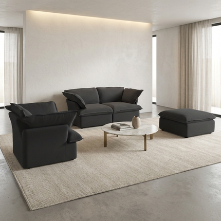 Solenza Lounge | 120" Cloud Modular 3-Piece Set | Washable Linen Sofa