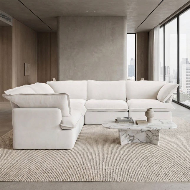 Solenza Lounge | 122" Cloud Modular Corner Sectional | Washable Sofa