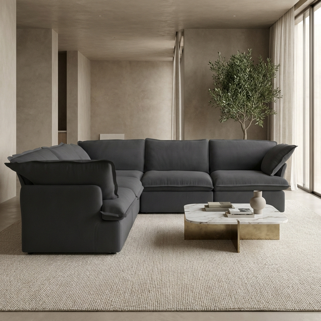 Solenza Lounge | 122" Cloud Modular Corner Sectional | Washable Sofa