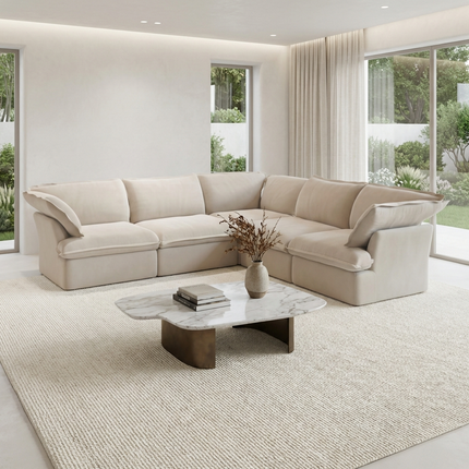 Solenza Lounge | 122" Cloud Modular Corner Sectional | Washable Sofa