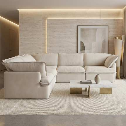 Solenza Lounge | 122" Cloud Modular Corner Sectional | Washable Sofa