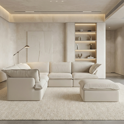 Solenza Lounge | 122" Cloud Modular Corner + Ottoman | Washable Sofa