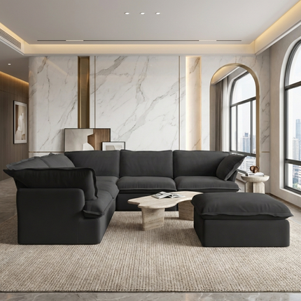 Solenza Lounge | 122" Cloud Modular Corner + Ottoman | Washable Sofa