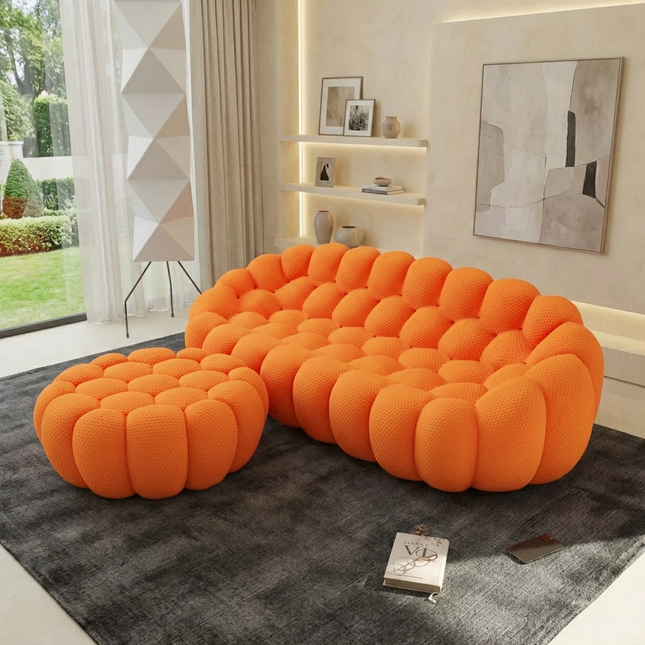 Solenza Bubble | 3-Seat Modular Sofa + Ottoman | 3D-Knitted Fabric