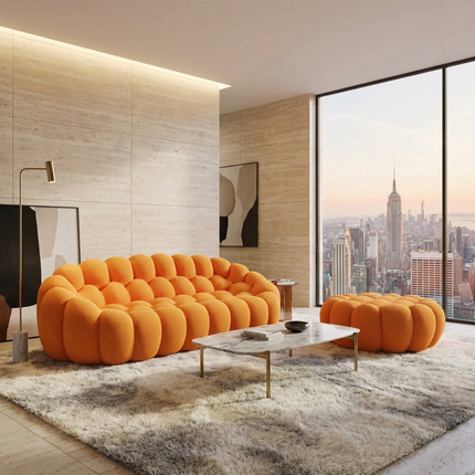 Solenza Bubble | 3-Seat Modular Sofa + Ottoman | 3D-Knitted Fabric