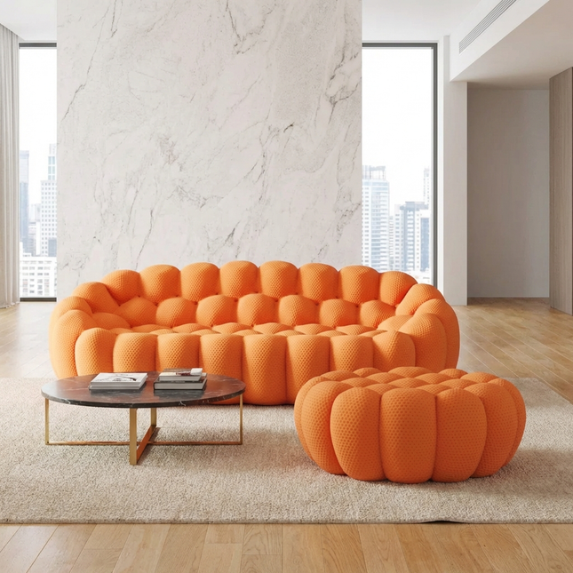 Solenza Bubble | 3-Seat Modular Sofa + Ottoman | 3D-Knitted Fabric