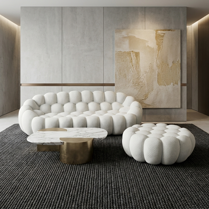 Solenza Bubble | 3-Seat Modular Sofa + Ottoman | 3D-Knitted Fabric